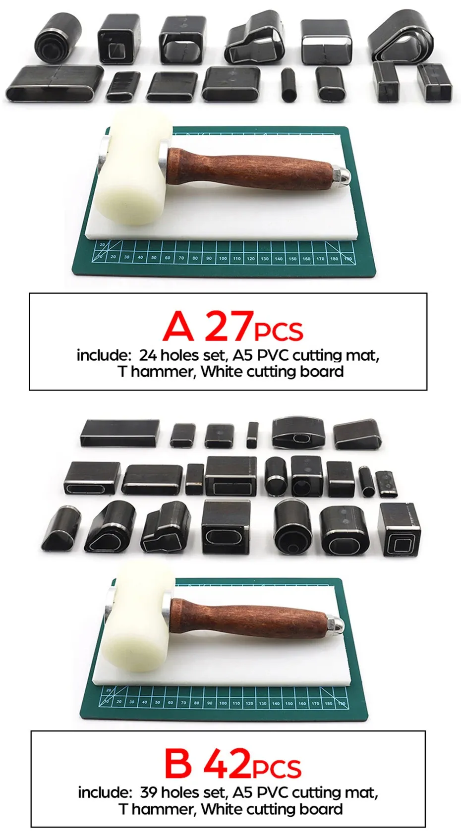 Locher Set geformt 24 bis 52 Teile für Lederhandwerk