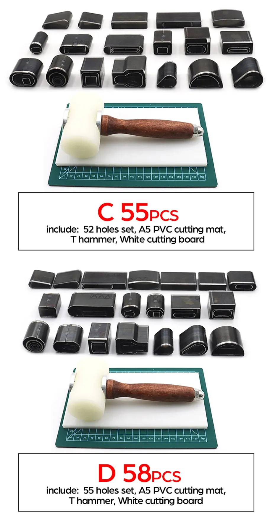 Locher Set geformt 24 bis 52 Teile für Lederhandwerk