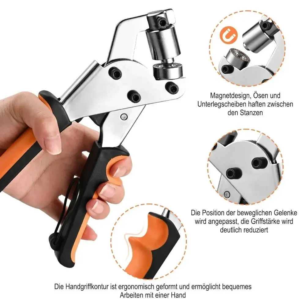 Lochzange mit 500 Ösen 10 mm für Planen und Leder