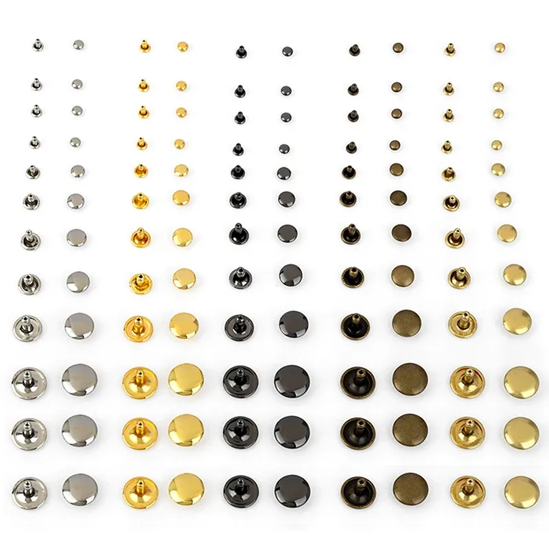 Massiv Messing Leder Nieten Doppelwandig 3 bis 8 mm für Kleidung Taschen