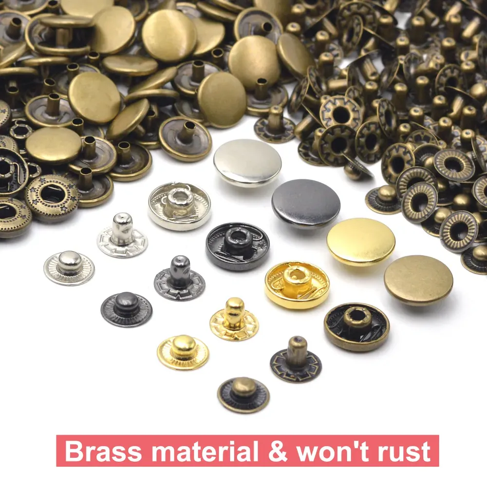Messing Druckknöpfe 10 bis 15 mm für Nähen Leder Kleidung Taschen