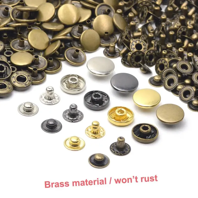 Messing Druckknöpfe 10 bis 15 mm für Nähen Leder Kleidung Taschen
