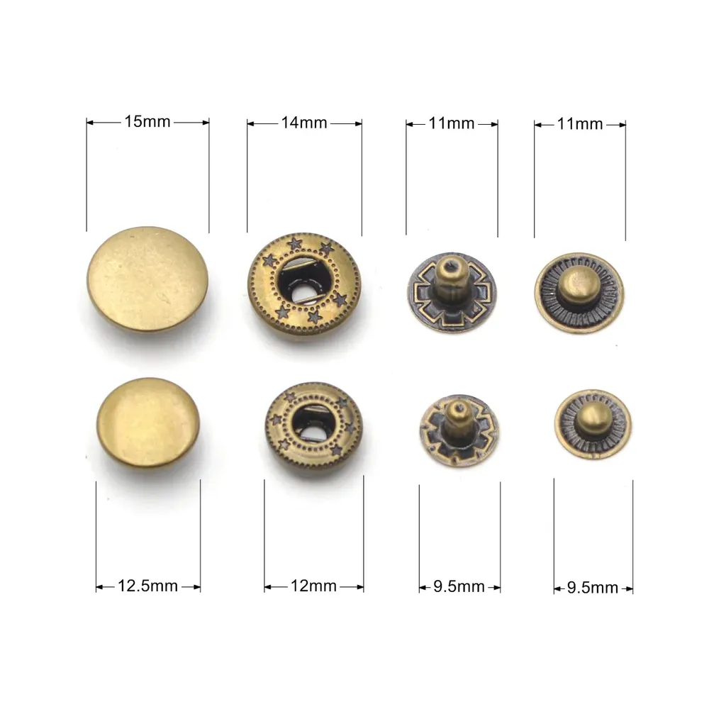 Messing Druckknöpfe 10 bis 15 mm für Nähen Leder Kleidung Taschen