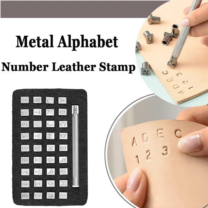 Metall Alphabet Zahlen Leder Stempel Hand Gravur Tool Kit