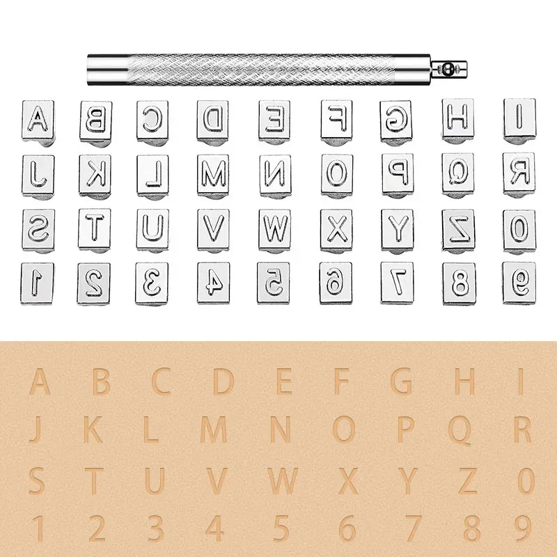 Metall Alphabet Zahlen Leder Stempel Hand Gravur Tool Kit