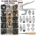 Metall Druckknöpfe mit Druckzange für Kleidung Mäntel Taschen Lederhandwerk – Farbe 203 with Tool