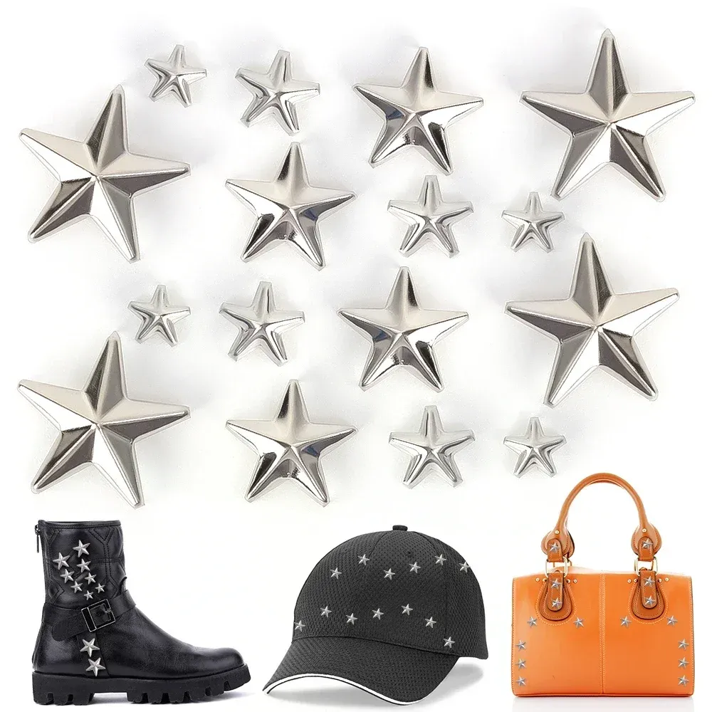 Metall Stern Nieten 7mm bis 20mm für Kleidung und Taschen 10 bis 200 Stück