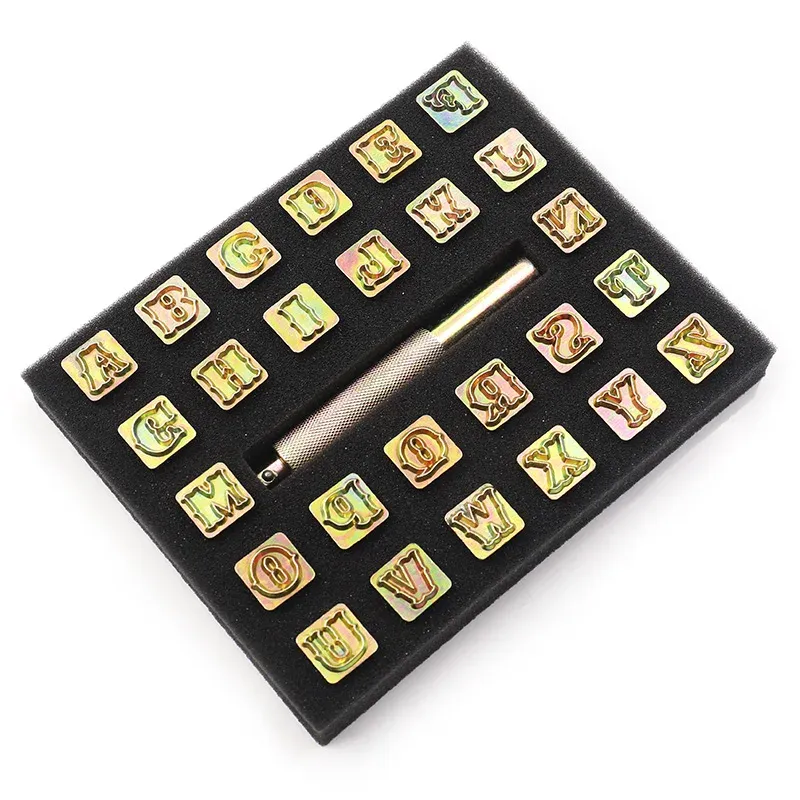Metallbuchstaben A-Z Leder Prägewerkzeug Set DIY Lederprägung