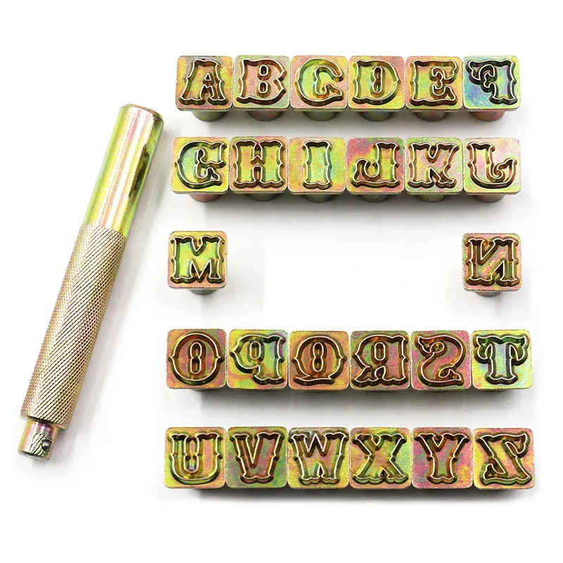 Metallbuchstaben A-Z Leder Prägewerkzeug Set DIY Lederprägung