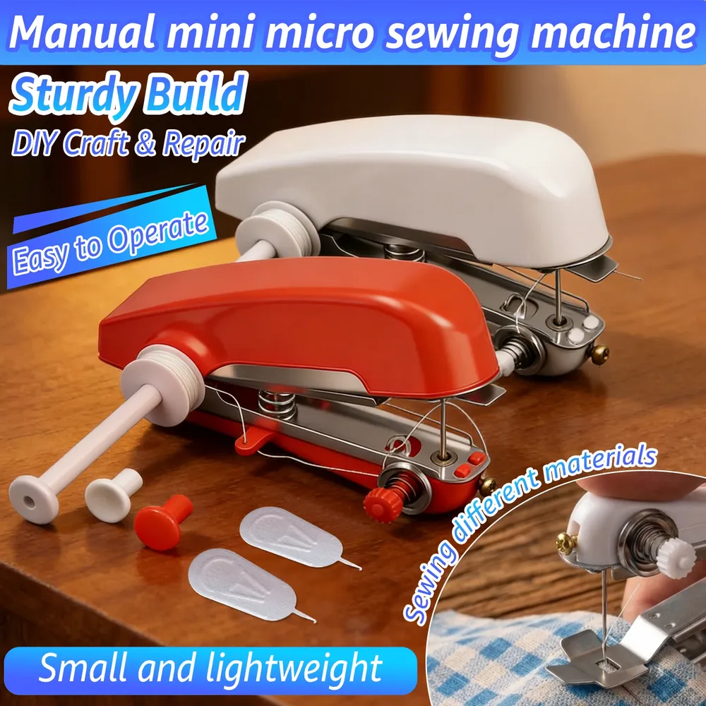 Mini Handnähmaschine tragbar manuell für Stoff Kleidung Leder