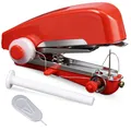 Mini Handnähmaschine tragbar manuell für Stoff Kleidung Leder – Farbe Red