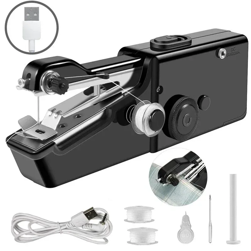 Mini Handnähmaschine USB Akku für Jeans Vorhänge Leder