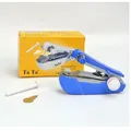 Mini Nähmaschine manuell kabellos tragbar für Leder DIY – Farbe Blau