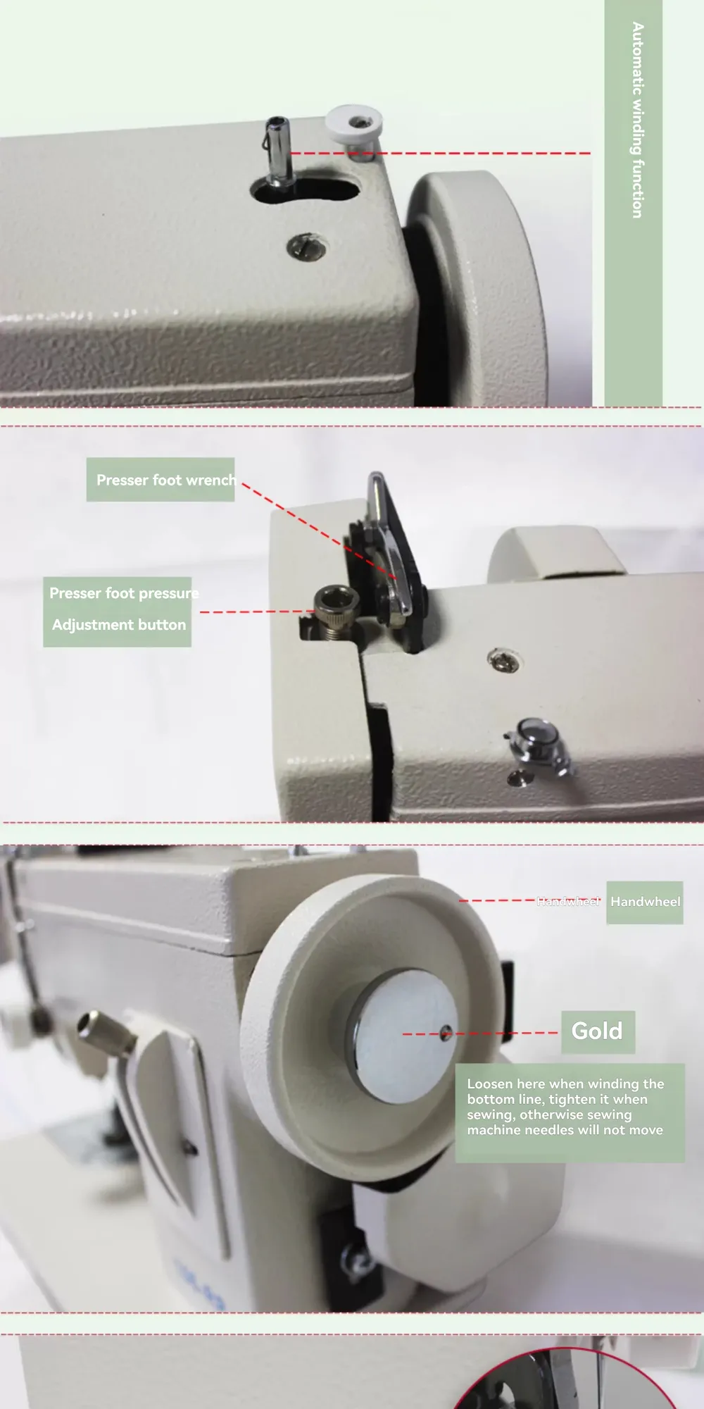 Nähmaschine elektrisch mit Transportfuß Zickzack für Leder
