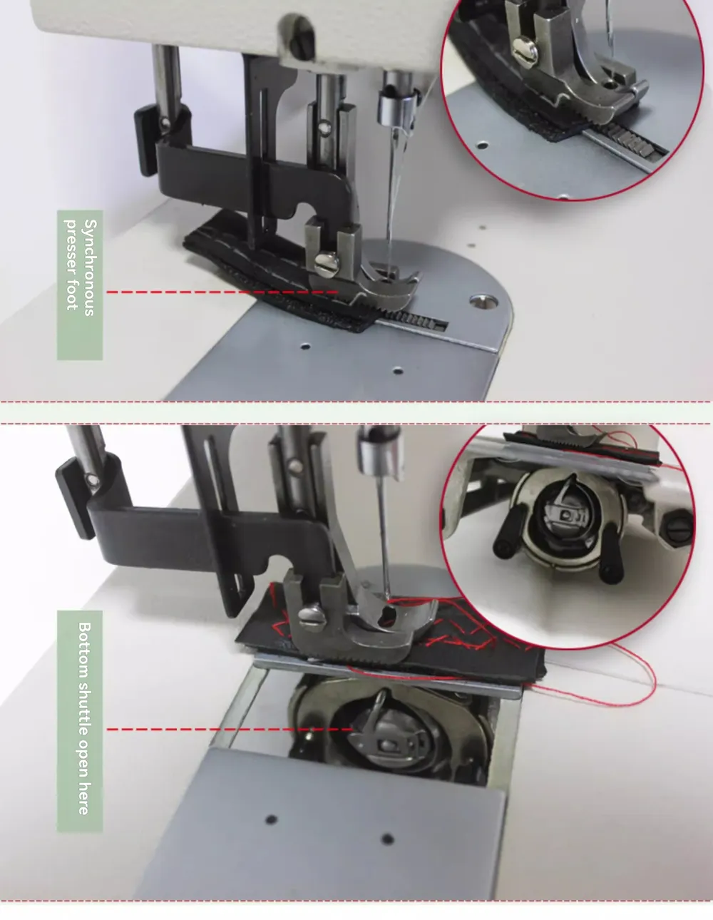 Nähmaschine elektrisch mit Transportfuß Zickzack für Leder