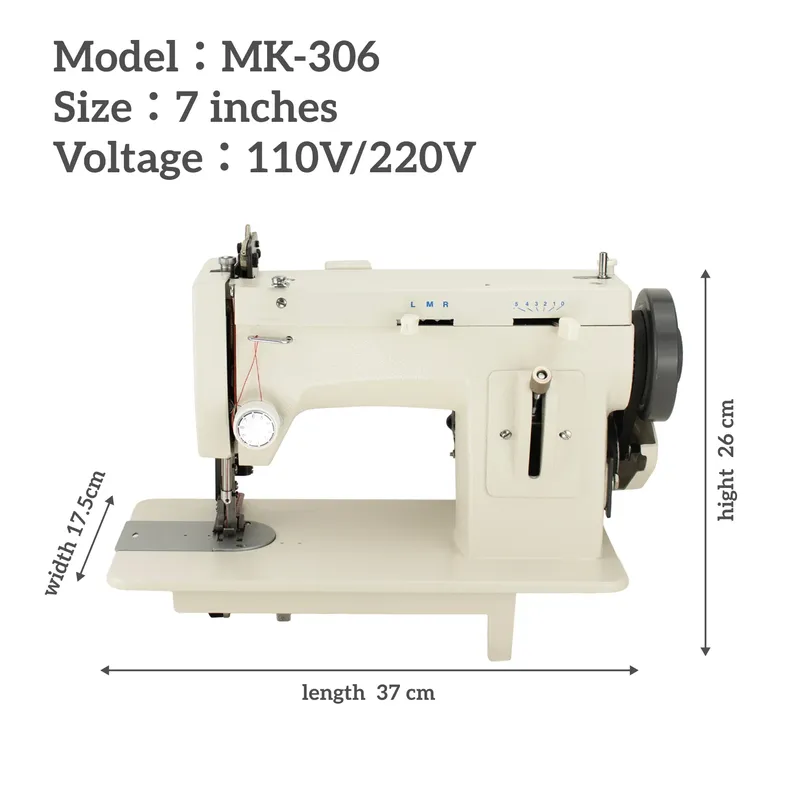Nähmaschine kompakt 7 Zoll Metallgehäuse Zickzack für Leder