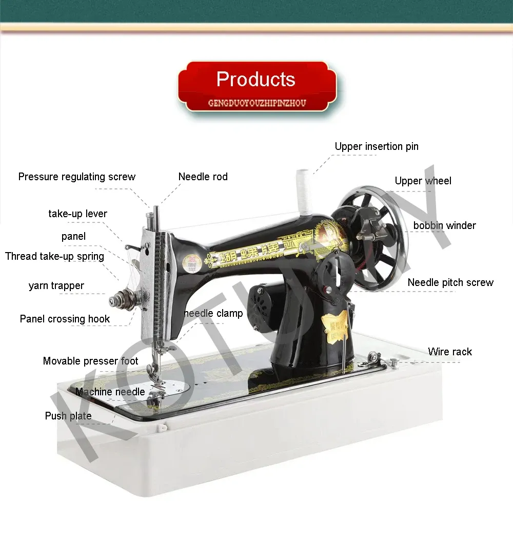 Nähmaschine Retro elektrisch mit Fußpedal für dicke Stoffe