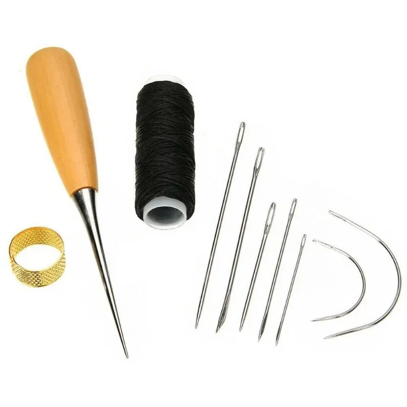 Nähnadel Set Leder mit Faden und Fingerhut