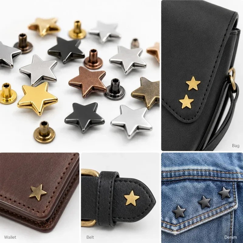 Niete Stern Leder 1 Stück für Taschen Geldbörsen Jeans Jacken Gürtel Schuhe