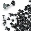 Nieten Doppel Kappe Rund Niet 5 bis 12 mm für Lederhandwerk – Farbe Black Gun