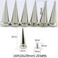 Nieten Spikes rund 7 bis 29 mm für Kleidung – Farbe 16 (10x29mm) 20sets
