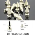 Nieten Spikes rund 7 bis 29 mm für Kleidung – Farbe 17 (10x25mm) 10sets