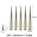 Nieten Spikes rund 7 bis 29 mm für Kleidung – Farbe 18 (10x55mm) 5sets