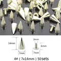 Nieten Spikes rund 7 bis 29 mm für Kleidung – Farbe 4 (7x14mm)  50sets