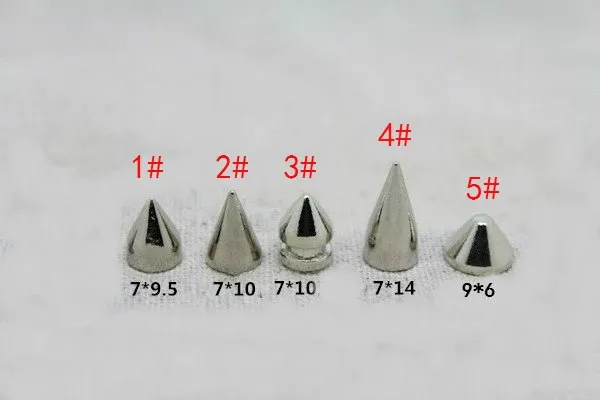 Nieten Spikes rund 7 bis 29 mm für Kleidung