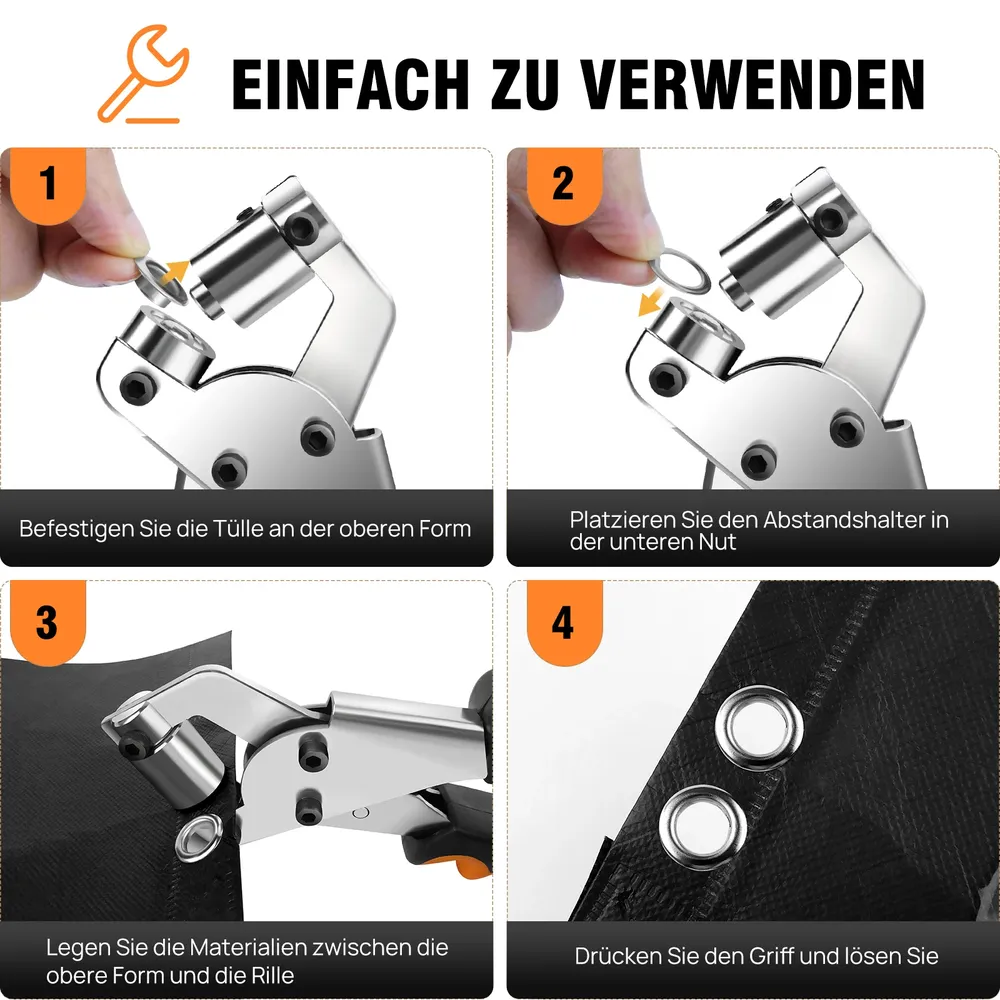 Nietzange mit 500 Nieten 10 mm für Leder und Stoffe