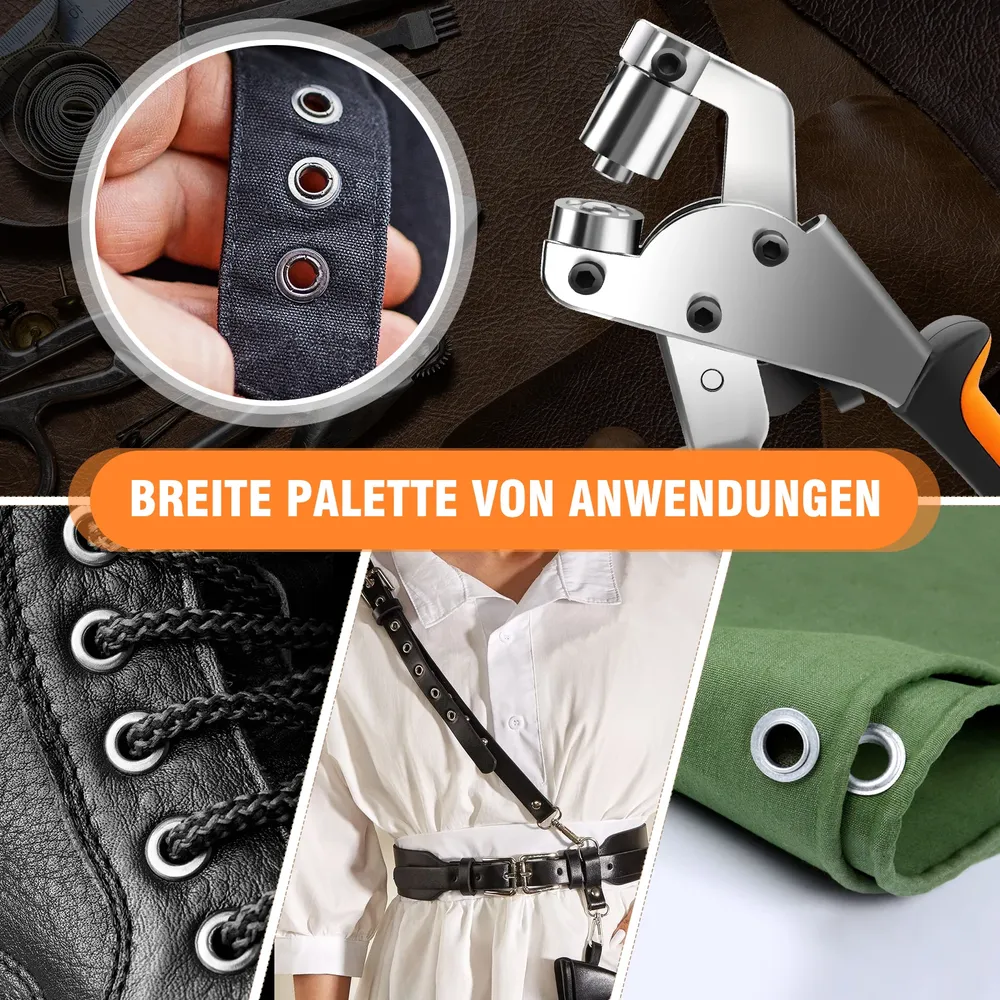 Nietzange mit 500 Nieten 10 mm für Leder und Stoffe