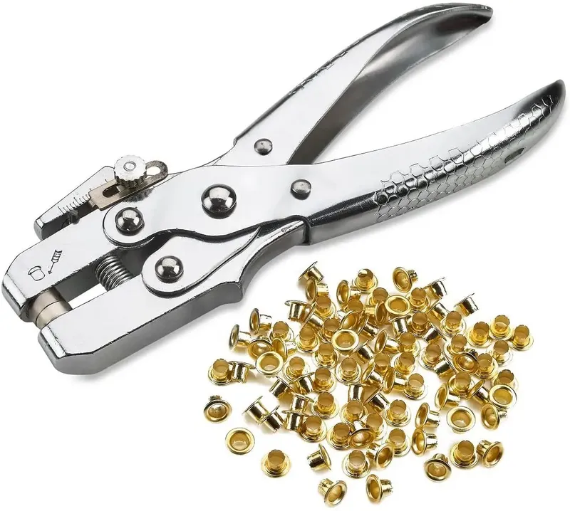Öse Tülle Zange Kit mit 100 Gold Ösen 4,5 mm für Leder