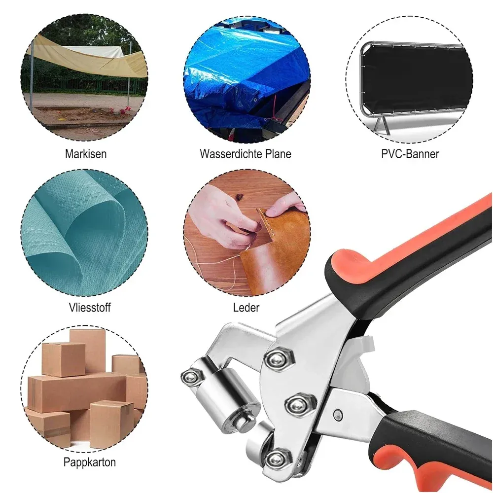 Ösenstanzzange mit 500 Ösen für Leder DIY Reparaturen