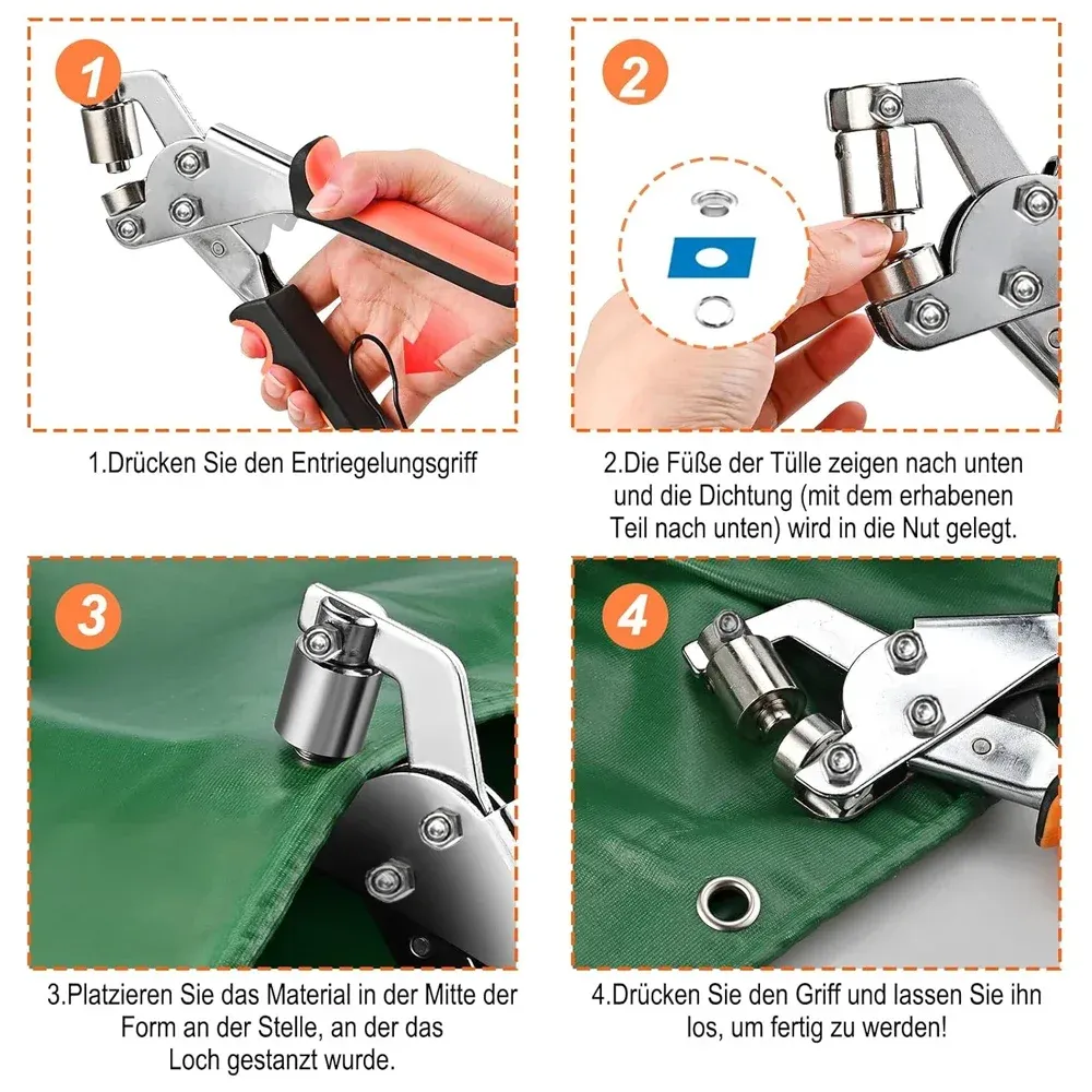 Ösenstanzzange mit 500 Ösen für Leder DIY Reparaturen