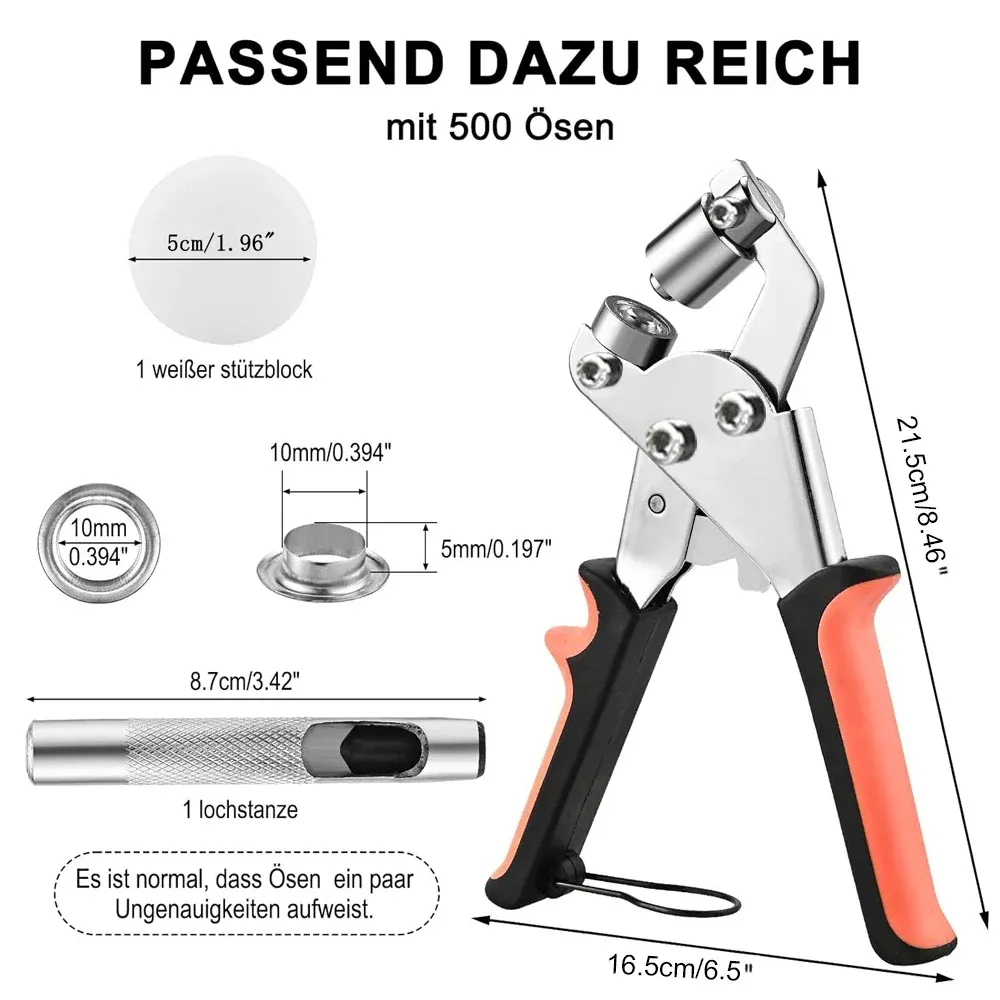 Ösenstanzzange mit 500 Ösen für Leder DIY Reparaturen