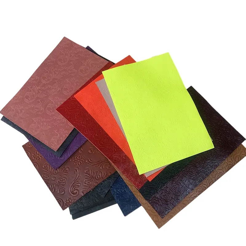 Rindsleder Gras Blumenmuster 20 x 30 cm für DIY Taschen