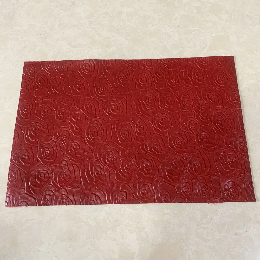 Rindsleder Gras Blumenmuster 20 x 30 cm für DIY Taschen