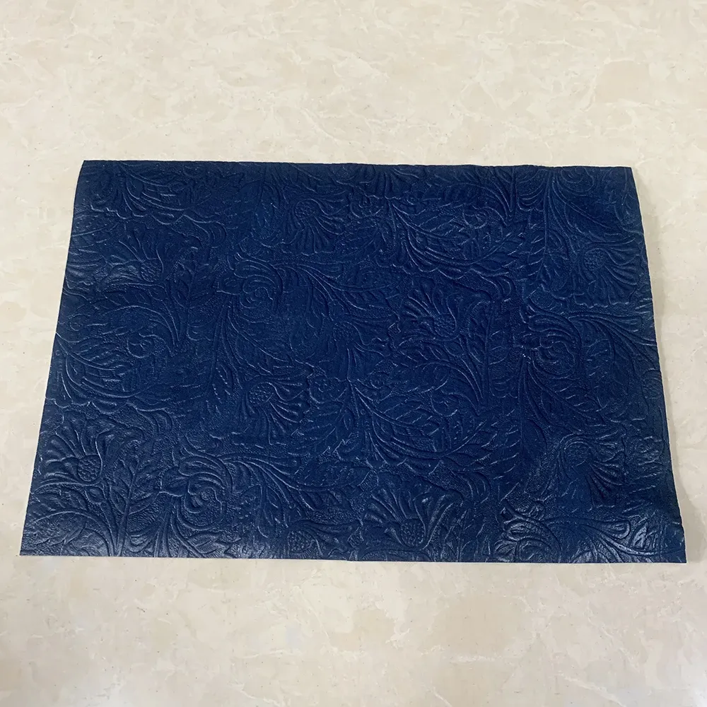Rindsleder Gras Blumenmuster 20 x 30 cm für DIY Taschen