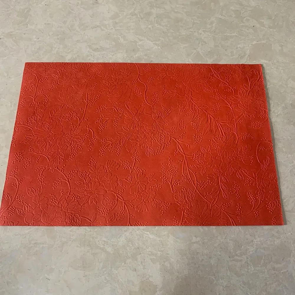 Rindsleder Gras Blumenmuster 20 x 30 cm für DIY Taschen