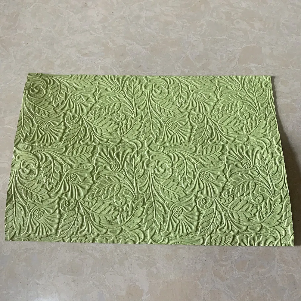 Rindsleder Gras Blumenmuster 20 x 30 cm für DIY Taschen
