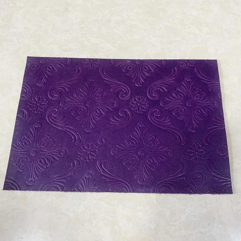 Rindsleder Gras Blumenmuster 20 x 30 cm für DIY Taschen