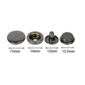 Robuste Druckknöpfe 12,5 bis 17 mm für Leder Daunenjacken Basteln – Farbe Gun Black 15mm