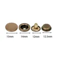 Robuste Druckknöpfe 12,5 bis 17 mm für Leder Daunenjacken Basteln – Farbe Bronze 15mm