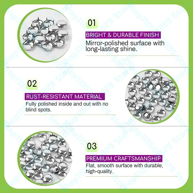 Runde Nagelnieten 2mm bis 5mm für Lederhandwerk und Accessoires Silber