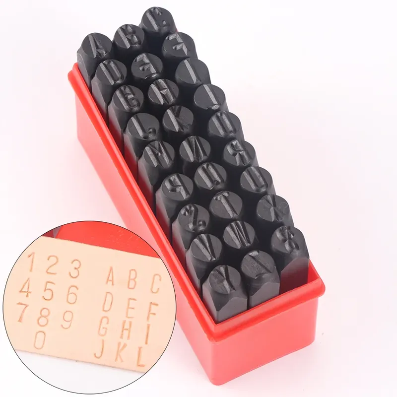 Stempelset Zahlen Buchstaben 2 bis 2,5 mm für Leder Holz Metall