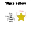 Sterne Nieten Schraube 12 bis 13,5 mm für Kleidung Schuhe Hut Gürtel – Farbe 10p  12mm Yellow