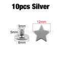 Sterne Nieten Schraube 12 bis 13,5 mm für Kleidung Schuhe Hut Gürtel – Farbe 10p 12mm Silver
