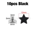 Sterne Nieten Schraube 12 bis 13,5 mm für Kleidung Schuhe Hut Gürtel – Farbe 10p 12mm Black