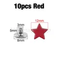 Sterne Nieten Schraube 12 bis 13,5 mm für Kleidung Schuhe Hut Gürtel – Farbe 10p 12mm  Red