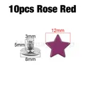 Sterne Nieten Schraube 12 bis 13,5 mm für Kleidung Schuhe Hut Gürtel – Farbe 10p 12mm  Rose Red